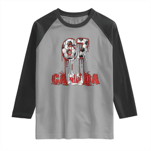 Funny Canada Soccer 67 Meme Raglan Shirt Canadian Soccer Lovers TS12 Sport Gray Black Print Your Wear