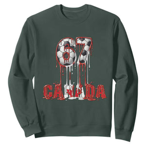 Funny Canada Soccer 67 Meme Sweatshirt Canadian Soccer Lovers TS12 Dark Forest Green Print Your Wear