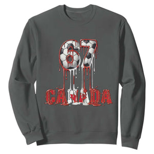 Funny Canada Soccer 67 Meme Sweatshirt Canadian Soccer Lovers TS12 Dark Heather Print Your Wear