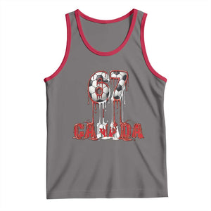 Funny Canada Soccer 67 Meme Tank Top Canadian Soccer Lovers TS12 Deep Heather Red Print Your Wear