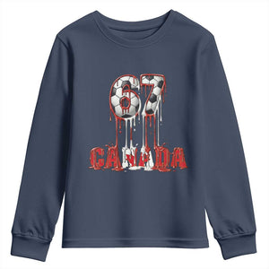 Funny Canada Soccer 67 Meme Youth Sweatshirt Canadian Soccer Lovers TS12 Navy Print Your Wear