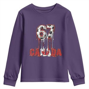 Funny Canada Soccer 67 Meme Youth Sweatshirt Canadian Soccer Lovers TS12 Purple Print Your Wear