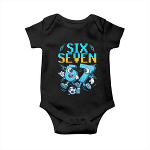 Funny Six Seven Pixel Playing Soccer Baby Onesie Gen Z Alpha Gift TS12 Black Print Your Wear
