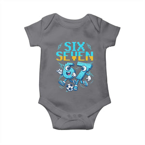 Funny Six Seven Pixel Playing Soccer Baby Onesie Gen Z Alpha Gift TS12 Charcoal Print Your Wear