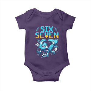Funny Six Seven Pixel Playing Soccer Baby Onesie Gen Z Alpha Gift TS12 Purple Print Your Wear