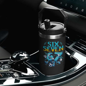 Funny Six Seven Pixel Playing Soccer Flip Straw Tumbler Gen Z Alpha Gift TS12 Print Your Wear