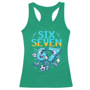 Funny Six Seven Pixel Playing Soccer Racerback Tank Top Gen Z Alpha Gift TS12 Irish Green Print Your Wear