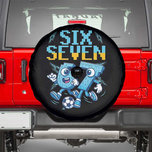 Funny Six Seven Pixel Playing Soccer Spare Tire Cover Gen Z Alpha Gift TS12 Black Print Your Wear