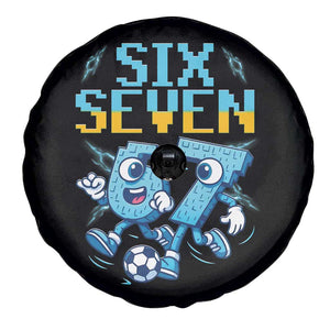 Funny Six Seven Pixel Playing Soccer Spare Tire Cover Gen Z Alpha Gift TS12 Print Your Wear