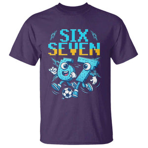 Funny Six Seven Pixel Playing Soccer T Shirt Gen Z Alpha Gift TS12 Purple Print Your Wear