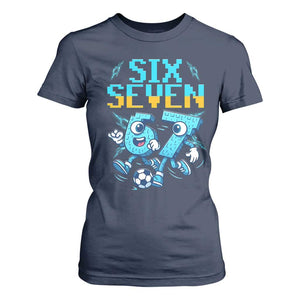 Funny Six Seven Pixel Playing Soccer T Shirt For Women Gen Z Alpha Gift TS12 Navy Print Your Wear
