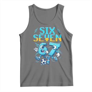 Funny Six Seven Pixel Playing Soccer Tank Top Gen Z Alpha Gift TS12 Black Heather Print Your Wear
