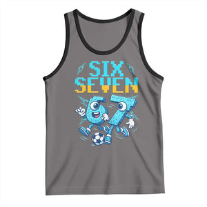 Funny Six Seven Pixel Playing Soccer Tank Top Gen Z Alpha Gift TS12 Deep Heather Black Print Your Wear