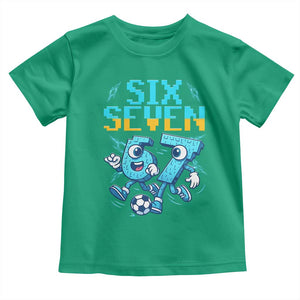 Funny Six Seven Pixel Playing Soccer Toddler T Shirt Gen Z Alpha Gift TS12 Irish Green Print Your Wear