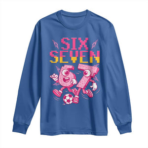 Funny Gen Z Alpha Gift Long Sleeve Shirt Six Seven Meme Soccer Lover TS12 Royal Blue Print Your Wear