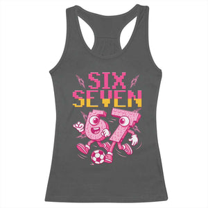 Funny Gen Z Alpha Gift Racerback Tank Top Six Seven Meme Soccer Lover TS12 Dark Heather Print Your Wear