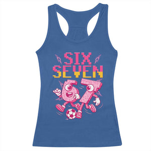 Funny Gen Z Alpha Gift Racerback Tank Top Six Seven Meme Soccer Lover TS12 Royal Blue Print Your Wear