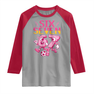 Funny Gen Z Alpha Gift Raglan Shirt Six Seven Meme Soccer Lover TS12 Sport Gray Red Print Your Wear