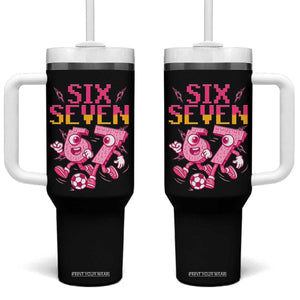 Funny Gen Z Alpha Gift Tumbler With Handle Six Seven Meme Soccer Lover TS12 One Size: 40 oz Black Print Your Wear
