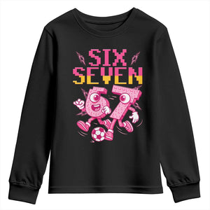 Funny Gen Z Alpha Gift Youth Sweatshirt Six Seven Meme Soccer Lover TS12 Black Print Your Wear