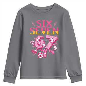 Funny Gen Z Alpha Gift Youth Sweatshirt Six Seven Meme Soccer Lover TS12 Charcoal Print Your Wear