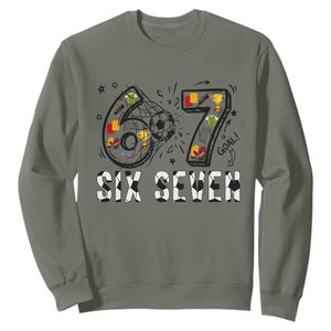 Six Seven Meme Soccer Lover Sweatshirt Funny Gift For Gen Z TS12 Military Green Print Your Wear