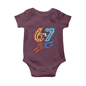 Funny Soccer Lover Baby Onesie Six Seven Meme Trending Gift TS12 Maroon Print Your Wear