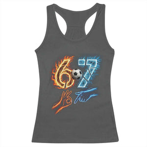 Funny Soccer Lover Racerback Tank Top Six Seven Meme Trending Gift TS12 Dark Heather Print Your Wear