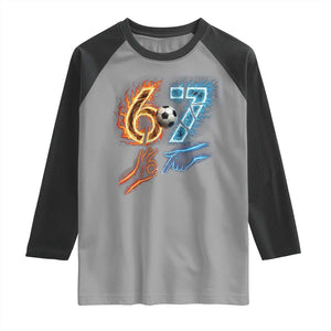 Funny Soccer Lover Raglan Shirt Six Seven Meme Trending Gift TS12 Sport Gray Black Print Your Wear