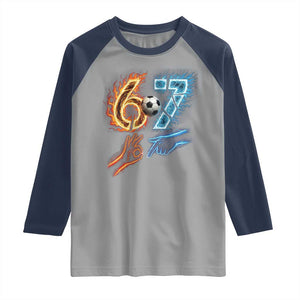Funny Soccer Lover Raglan Shirt Six Seven Meme Trending Gift TS12 Sport Gray Navy Print Your Wear