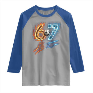 Funny Soccer Lover Raglan Shirt Six Seven Meme Trending Gift TS12 Sport Gray Royal Print Your Wear