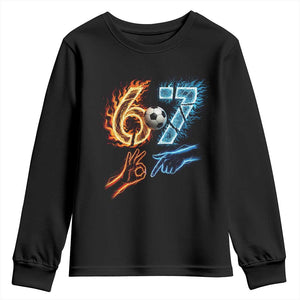 Funny Soccer Lover Youth Sweatshirt Six Seven Meme Trending Gift TS12 Black Print Your Wear