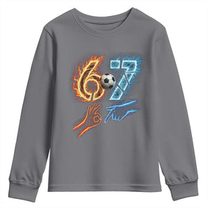 Funny Soccer Lover Youth Sweatshirt Six Seven Meme Trending Gift TS12 Charcoal Print Your Wear