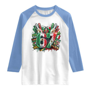 Funny Mexico Soccer Raglan Shirt Six Seven Meme Trending Gift TS12 White Carolina Blue Print Your Wear
