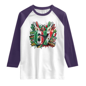 Funny Mexico Soccer Raglan Shirt Six Seven Meme Trending Gift TS12 White Purple Print Your Wear