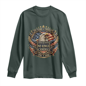 Vintage American Flag Eagle 250th Anniversary Long Sleeve Shirt No Kings In America TS12 Dark Forest Green Print Your Wear