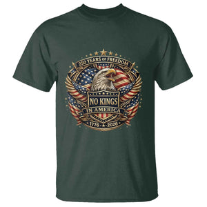 Vintage American Flag Eagle 250th Anniversary T Shirt No Kings In America TS12 Dark Forest Green Print Your Wear