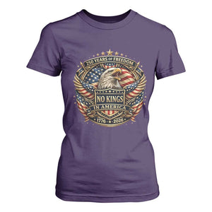 Vintage American Flag Eagle 250th Anniversary T Shirt For Women No Kings In America TS12 Purple Print Your Wear