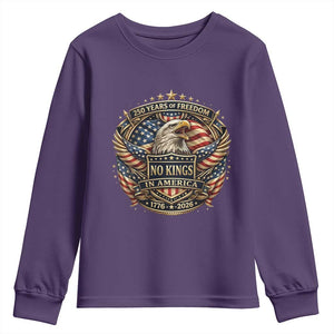Vintage American Flag Eagle 250th Anniversary Youth Sweatshirt No Kings In America TS12 Purple Print Your Wear
