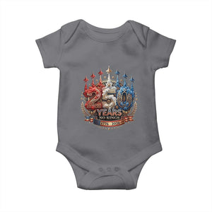250 Years No Kings Baby Onesie Patriotic Independence Anniversary TS12 Charcoal Print Your Wear