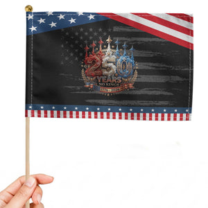250 Years No Kings Patriotic Handheld Flag Patriotic Independence Anniversary TS12 Distressed 8.2" × 5.5" Black Blue Print Your Wear