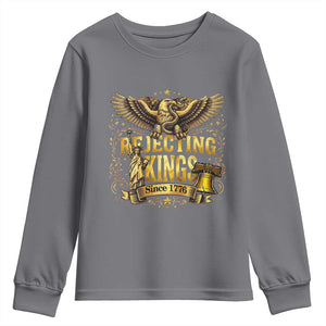 Rejecting Kings Since 1776 Youth Sweatshirt Eagle Freedom Patriotic TS12 Charcoal Print Your Wear