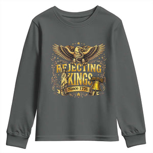 Rejecting Kings Since 1776 Youth Sweatshirt Eagle Freedom Patriotic TS12 Dark Heather Print Your Wear