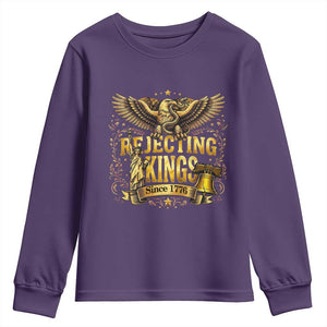 Rejecting Kings Since 1776 Youth Sweatshirt Eagle Freedom Patriotic TS12 Purple Print Your Wear