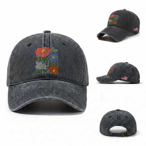 Wildflower Protest Washed Cotton Baseball Cap We The People Serve No Kings TS12 Washed Cap Universal Fit Dark Gray Print Your Wear