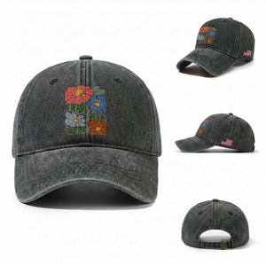 Wildflower Protest Washed Cotton Baseball Cap We The People Serve No Kings TS12 Washed Cap Universal Fit Dark Green Print Your Wear