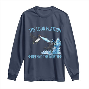 The Loon Platoon Defend The North Long Sleeve Shirt Minnesota Rebel Loon Resist TS12 Navy Print Your Wear