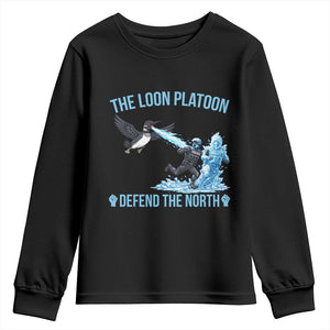 The Loon Platoon Defend The North Youth Sweatshirt Minnesota Rebel Loon Resist TS12 Black Print Your Wear