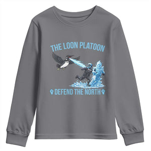 The Loon Platoon Defend The North Youth Sweatshirt Minnesota Rebel Loon Resist TS12 Charcoal Print Your Wear