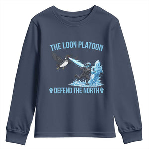 The Loon Platoon Defend The North Youth Sweatshirt Minnesota Rebel Loon Resist TS12 Navy Print Your Wear